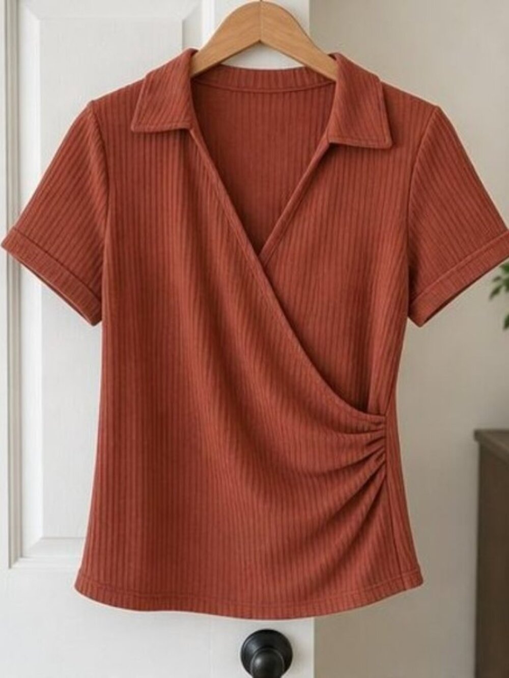 Rust Wrap Blouse